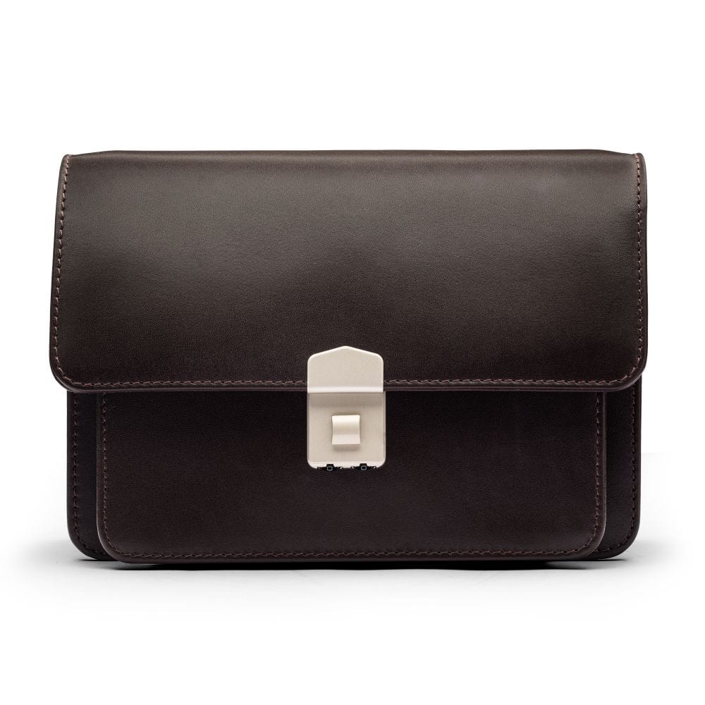 Brown Men's Leather A5 Expandable Clutch Bag