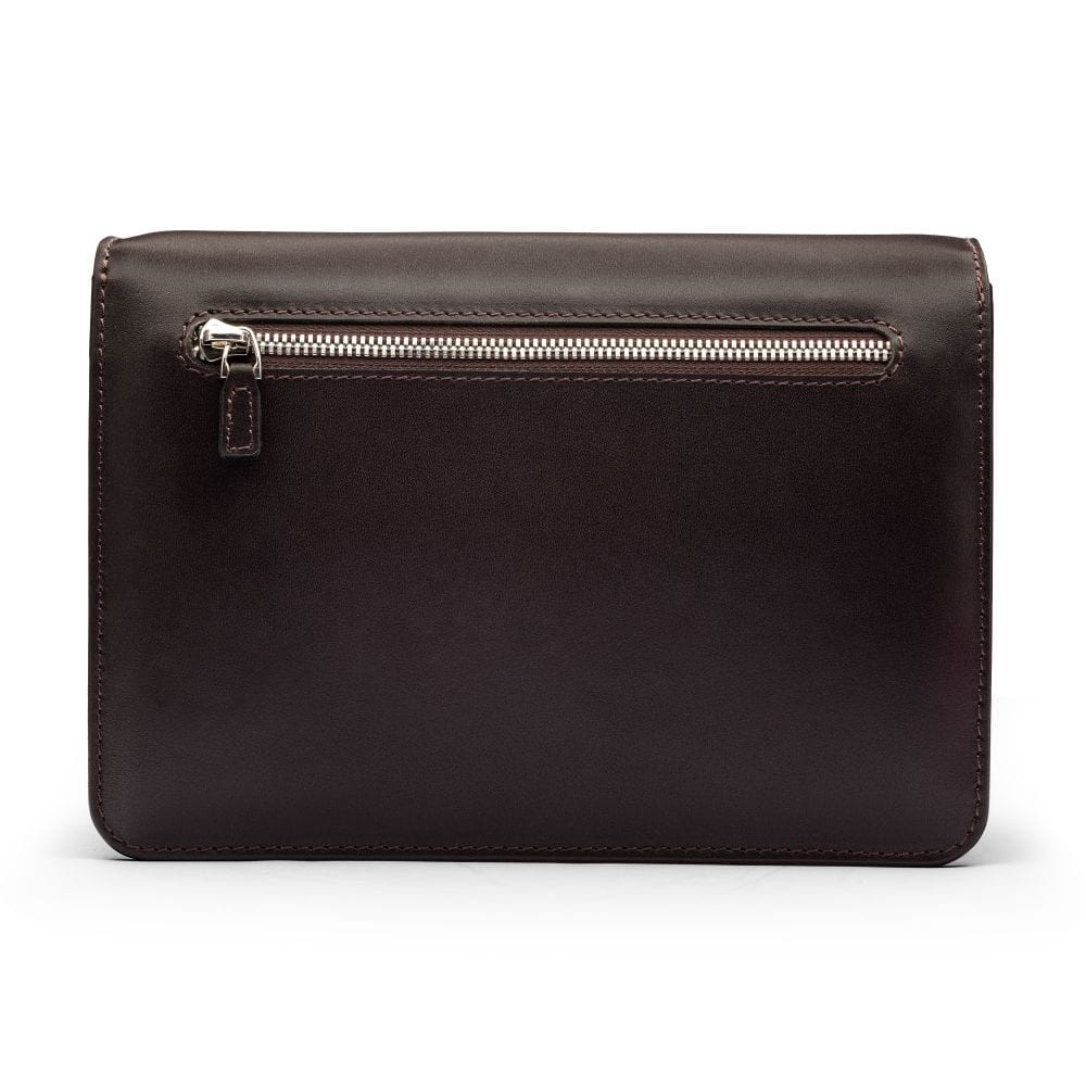 Brown Men's Leather A5 Expandable Clutch Bag