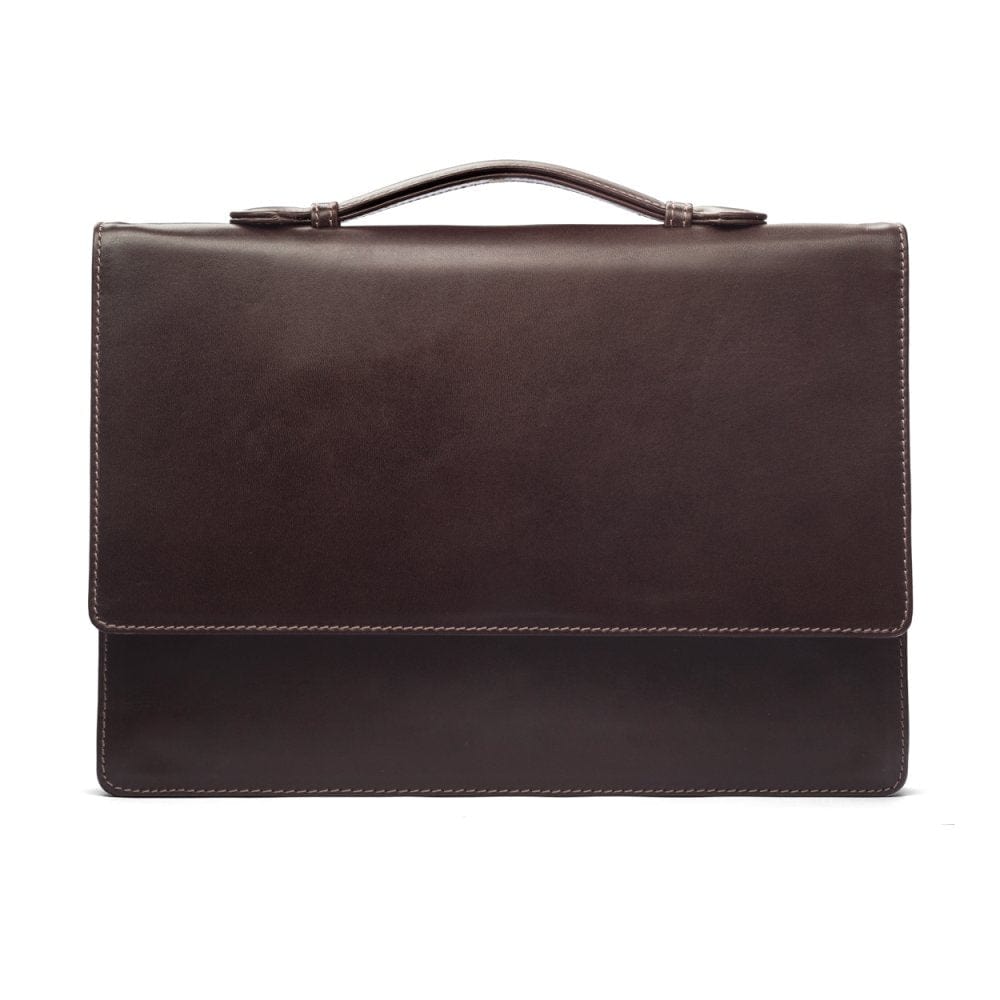 Small leather briefcase, brown, front