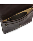 Small leather briefcase, brown, inside