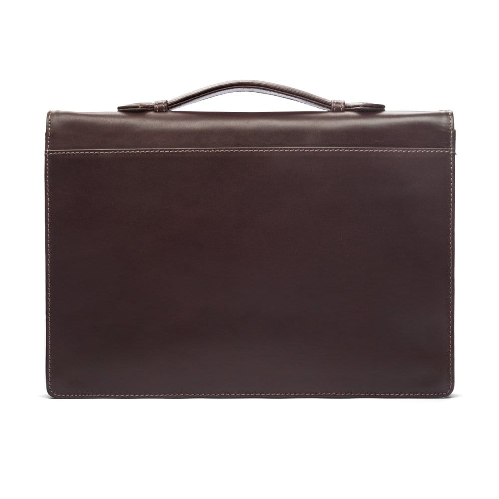 Small leather briefcase, brown, back
