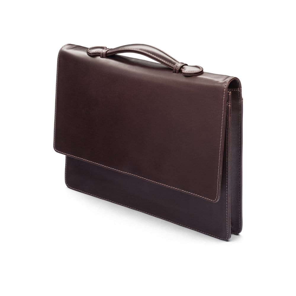 Small leather briefcase, brown, side