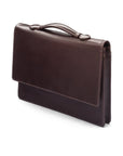 Small leather briefcase, brown, side