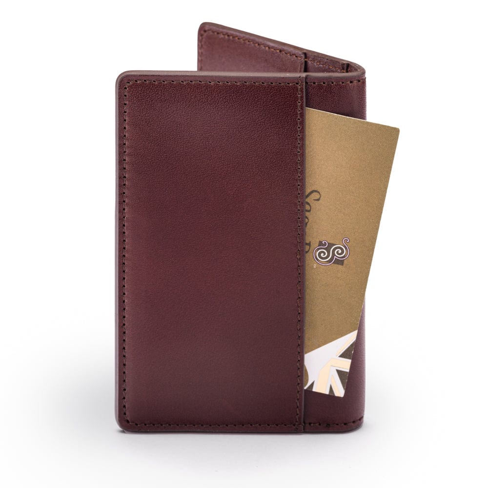 Leather card holder with RFID protection, brown, back