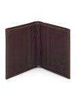 RFID leather wallet with 4 CC, brown, open