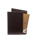 RFID leather wallet with 4 CC, brown, back