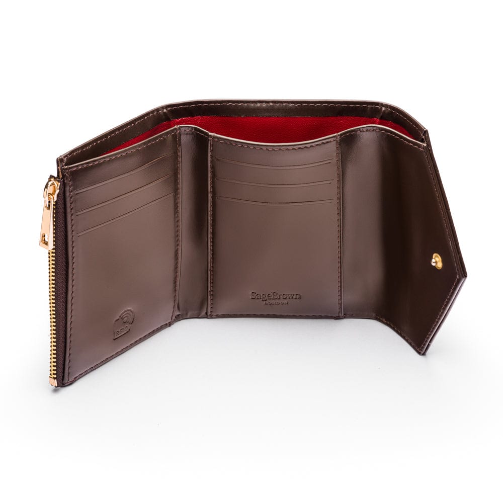 RFID blocking leather envelope purse, brown, inside