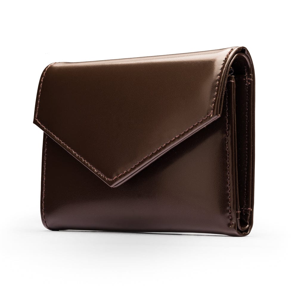 RFID blocking leather envelope purse, brown, side