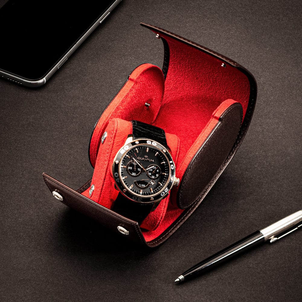 Single watch roll, brown, lifestyle