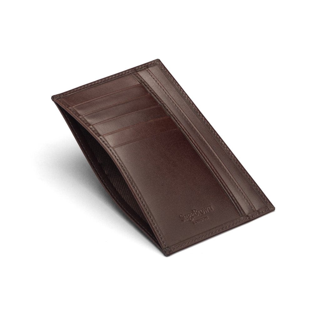 Brown Slim Flat Leather Pocket Jotter Card Wallet