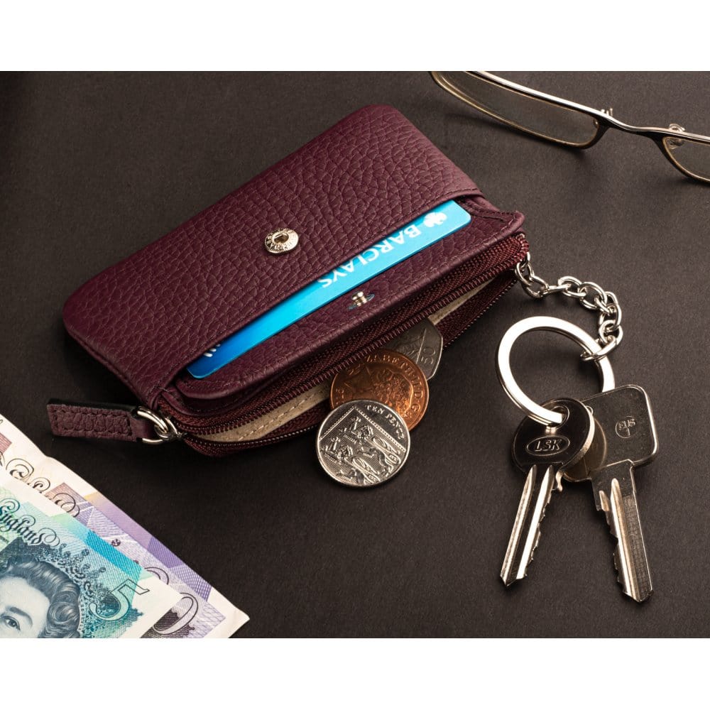 Small Leather Zip Coin Purse, Brown Coin Purses SageBrown