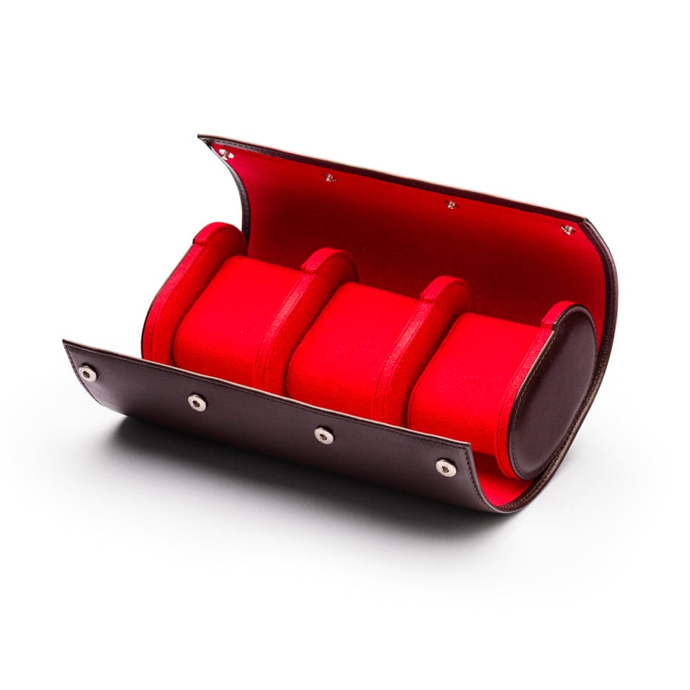 Triple watch roll, brown, open