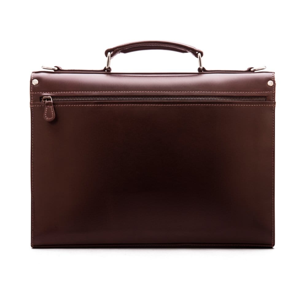 Brown Vintage Leather Wall Street Briefcase With Silver Brass Lock