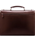 Brown Vintage Leather Wall Street Briefcase With Silver Brass Lock