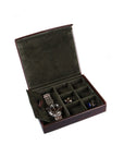 Large leather accessory box, brown, open 2