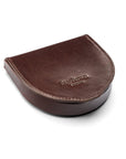 Leather horseshoe coin purse, brown with green, base