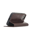 Brown With Green Leather iPhone 12 Mini Wallet Case