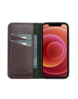 Brown With Green Leather iPhone 12 Mini Wallet Case