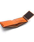 Leather coin wallet, brown with orange, interior