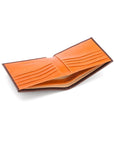 RFID leather wallet for men, brown with orange, inside