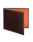 RFID leather wallet for men, brown with orange, front