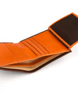 Leather wallet with 9 CC and ID, brown with orange, inside