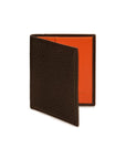 RFID leather wallet with 4 CC, brown with orange, front