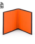 RFID leather wallet with 4 CC, brown with orange, open