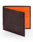 RFID wallet, brown with orange, front