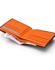 RFID wallet, brown with orange, interior