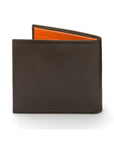 Soft leather wallet with RFID blocking, brown with orange, back