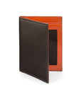 Brown With Orange Bi-Fold Soft Leather Credit Card Case with RFID Protection