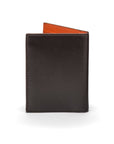 Brown With Orange Bi-Fold Soft Leather Credit Card Case with RFID Protection