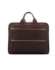 15" leather laptop briefcase, brown pebble grain, back view