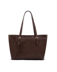 Women's leather 13" laptop workbag, brown saffiano, front