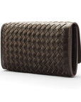 Brown Woven Leather Concertina Tall Purse