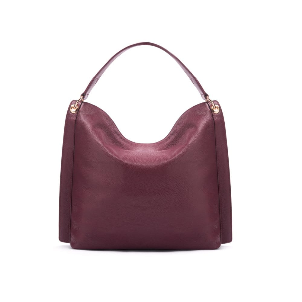 Carol Ann slouchy leather shoulder bag, burgundy, back
