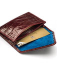 Leather business card envelope, burgundy croc, inside