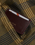 Burgundy Saffiano Flat Leather Credit Card Case With RFID Blocking Lining