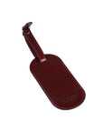 Leather luggage tag, burgundy, back view