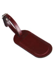 Leather luggage tag, burgundy, front view