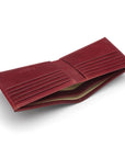 Men's leather billfold wallet, burgundy, inside