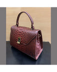 Burgundy Python Snake Skin Sabrina Bag