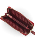 Tall leather zip around accordion purse, burgundy croc, inside