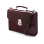 Burgundy Vintage Leather Wall Street Briefcase, Silver Brass Lock