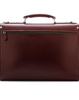 Burgundy Vintage Leather Wall Street Briefcase, Silver Brass Lock