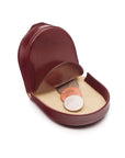 Leather horseshoe coin purse, burgundy, inside