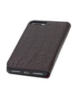 Leather iPhone 7 Plus and 8 Plus wallet case, burgundy croc, base