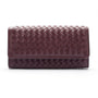 Burgundy Woven Leather Concertina Tall  Purse