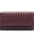 Burgundy Woven Leather Concertina Tall Purse